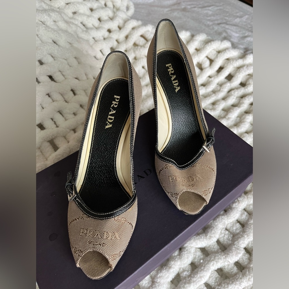 Prada calzature donna jacquard corda pumps